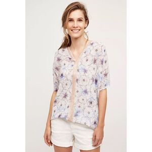 Anthropologie One September Lyla Tunic Sheer Lilac Blue Boho Sequin Kimono XS